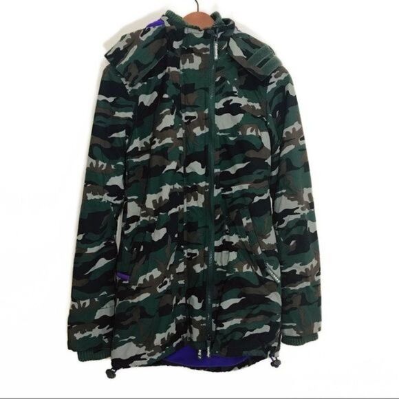 SUPERDRY Camo Print Faux Fur Professional The Parka Hooded Jacket Size XS - Picture 2 of 15